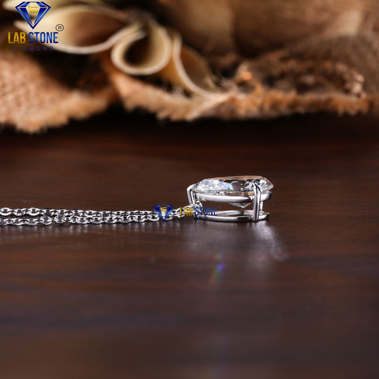 3.11 + Carat Pear Cut Diamond Pendant, Engagement Pendant, Solitaire Pendant, White Gold, Wedding Pendant, E Color, VVS2-VS2 Clarity