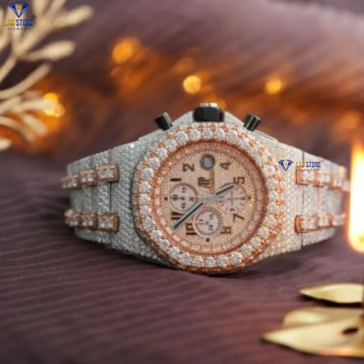 21.82 TDW Round Brilliant Cut | Diamond Watch | Moissanite Diamond | Luxury Watch