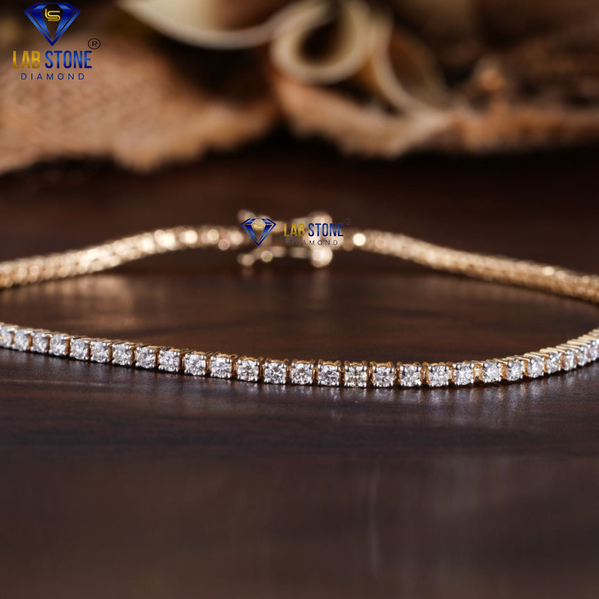 1.88 + Carat Round Brilliant Cut Diamond Bracelet, Rose Gold, Tennis Bracelet, Engagement Bracelet, Wedding Bracelet, E Color, VVS2-VS2 Clarity