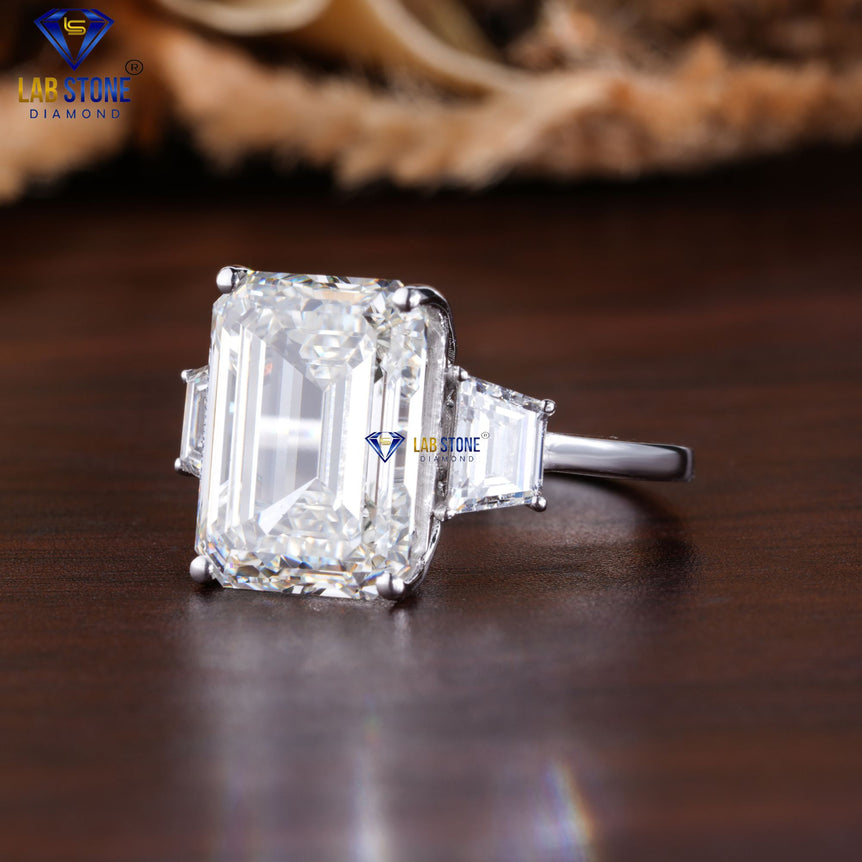 4.60 + Carat Emerald & T.Baguette Cut Diamond Ring, Engagement Ring, Wedding Ring, E Color, VVS2-VS2 Clarity