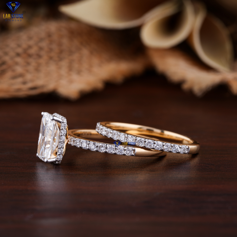 2.74 + Carat Radiant & Round Cut Diamond Ring, Engagement Ring, Wedding Ring, E Color, VVS2-VS2 Clarity