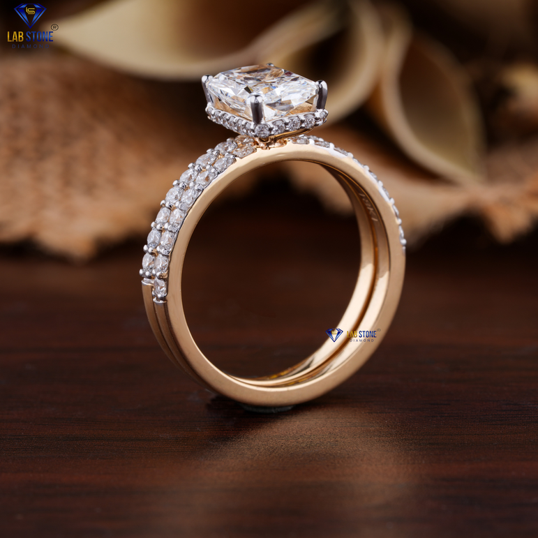 2.74 + Carat Radiant & Round Cut Diamond Ring, Engagement Ring, Wedding Ring, E Color, VVS2-VS2 Clarity