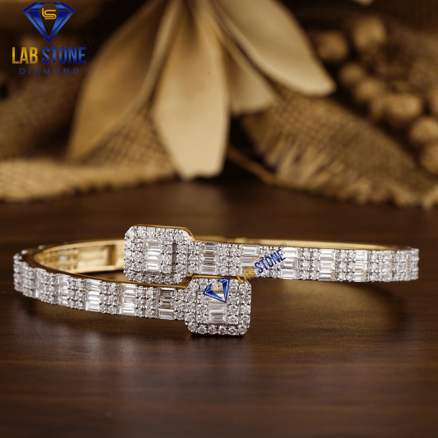 4.75 + Carat Baguette & Round Cut Diamond, Bracelet, Yellow Gold,  Engagement Bracelet, Wedding Bracelet, E Color, VVS2-VS2 Clarity