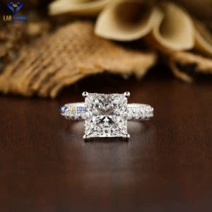 7.25+ Carat Princess & Round  Cut Diamond Ring, Engagement Ring, Wedding Ring, E Color, VVS2-VS2 Clarity