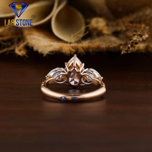 2.83+ Carat F.P.Pear & Round Cut Diamond Ring, Engagement Ring, Wedding Ring, E Color, VVS2-VS2 Clarity