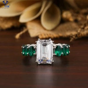 8.50+ Carat Emerald & F.G. Oval Cut Diamond Ring, Engagement Ring, Wedding Ring, E Color, VVS2-VS2 Clarity
