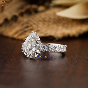 4.08+ Carat Pear & Round Cut Diamond Ring, Engagement Ring, Wedding Ring, E Color, VVS2-VS2 Clarity