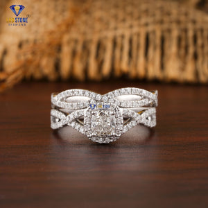 0.91+ Carat Cushion & Round Brilliant Cut Diamond Ring, Engagement Ring, Wedding Ring, E Color, VVS2-VS2 Clarity