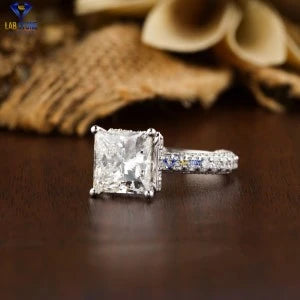 7.25+ Carat Princess & Round  Cut Diamond Ring, Engagement Ring, Wedding Ring, E Color, VVS2-VS2 Clarity