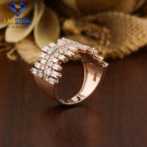 3.35+ Carat Baguette & Round Cut Diamond Ring, Engagement Ring, Wedding Ring, E Color, VVS2-VS2 Clarity