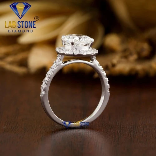 3.00+ Carat Cushion & Round Cut Diamond Ring, Engagement Ring, Wedding Ring, E Color, VVS2-VS2 Clarity
