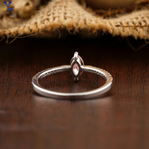 0.352+ Carat F.P.Marquise & Round Brilliant Cut Diamond Ring, Engagement Ring, Wedding Ring, E Color, VVS2-VS2 Clarity