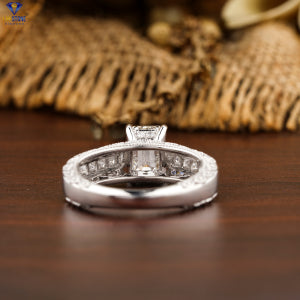 2.35+ Carat Emerald,Princess & Round Cut Diamond Ring, Engagement Ring, Wedding Ring, E Color, VVS2-VS2 Clarity