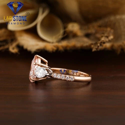 2.83+ Carat F.P.Pear & Round Cut Diamond Ring, Engagement Ring, Wedding Ring, E Color, VVS2-VS2 Clarity