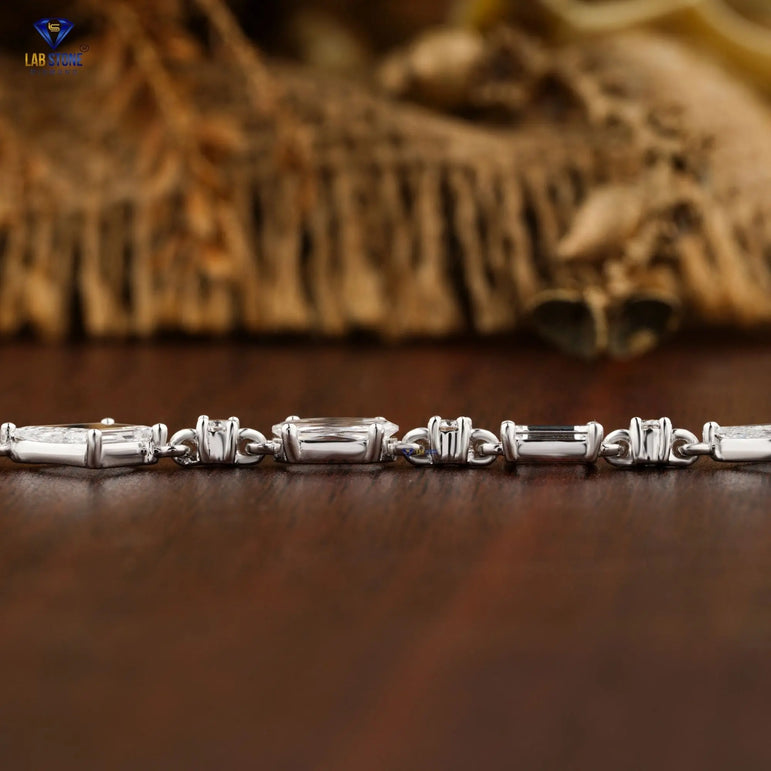 4.49 + Carat Rose & Round Cut Diamond Bracelet, White Gold, Engagement Bracelet, Wedding Bracelet, E Color, VVS2-VS2 Clarity