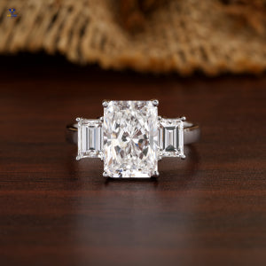 3.70+ Carat Radiant and Emerald Cut Diamond Ring, Engagement Ring, Wedding Ring, E Color, VVS2-VS2 Clarity