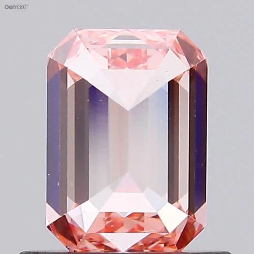 0.87ct Labgrown Diamonds, Emerald, CVD Diamond, Colour Fancy Intense Orange Pink, Clarity VS1, Labstonejewel