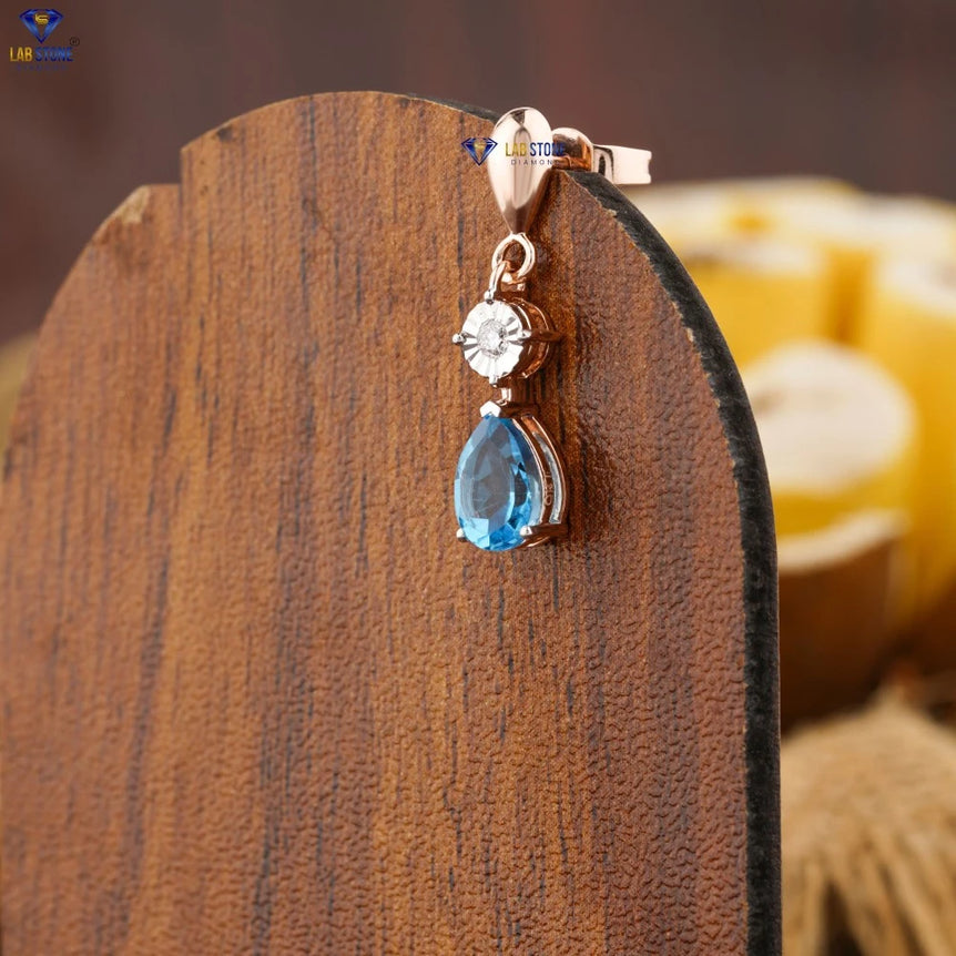 3.67 +Carat Round & F.B. Pear Cut Diamond Earring, Rose Gold, Drop Diamond Earring, Engagement Earring, Wedding Earring, E Color, VVS2-VS2 Clarity