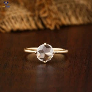0.78 + Carat Rose Cut Round Diamond Ring, Engagement Ring, Wedding Ring, E Color, VVS2-VS2 Clarity
