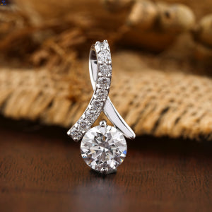 1.58 + Carat Round Cut Diamond Pendant, White Gold, Engagement Pendant, Wedding Pendant, E Color, VVS2-VS2 Clarity