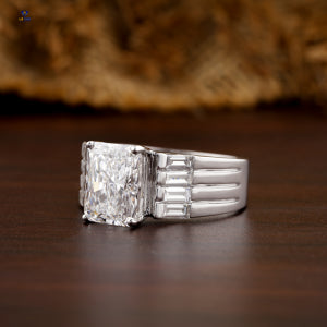4.22 + Carat Radiant & Baguette Cut Diamond Ring, Men's Ring, Engagement Ring, Wedding Ring, E Color, VVS2-VS2 Clarity