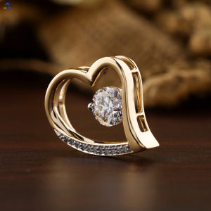 1.055 + Carat Round Cut Heart Diamond Pendant ,Yellow Gold, Engagement Pendant, Wedding Pendant, E Color, VVS2-VS2 Clarity