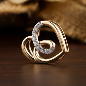 0.20+ Carat  Round Cut Eternity Double Heart Diamond Pendant ,Yellow Gold , Engagement Pendant, Wedding Pendant, E Color, VVS2-VS2 Clarity