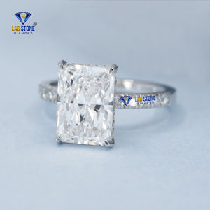 4.41+ Carat Radiant & Round Cut Diamond Ring, Engagement Ring, Wedding Ring, E Color, VVS2-VS2 Clarity