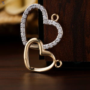 0.79 + Carat  Round Cut Women's Romantic Double Heart Diamond Pendant ,Yellow Gold , Engagement Pendant, Wedding Pendant, E Color, VVS2-VS2 Clarity