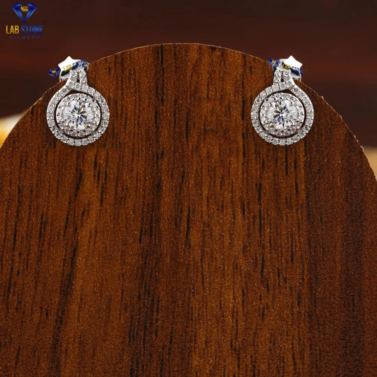 0.47 +Carat Round Brilliant Cut Diamond Earring, White Gold , Engagement Earring, Wedding Earring, E Color, VVS2-VS2 Clarity
