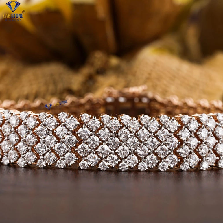 11.30 + Carat  Round Brilliant Cut Diamond Bracelet, Rose Gold,  Engagement Bracelet, Wedding Bracelet, E Color, VVS2-VS2 Clarity