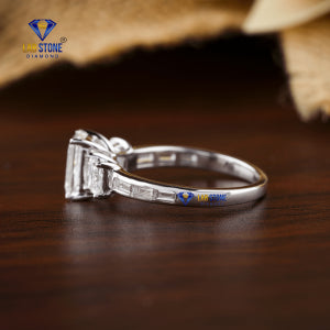 2.13+ Carat Emerald,Princess & Baguette Cut Diamond Ring, Engagement Ring, Wedding Ring, E Color, VVS2-VS2 Clarity
