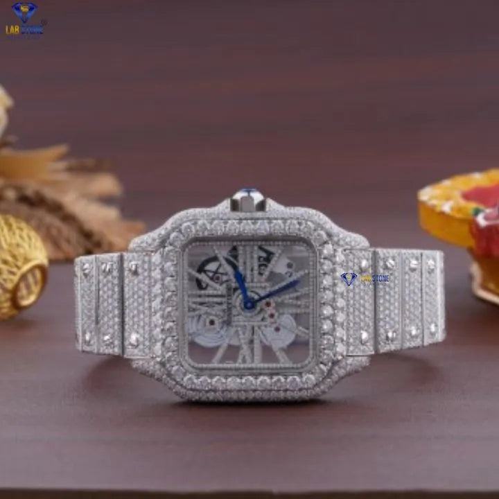 20.81 TDW Round Brilliant Cut | Diamond Watch | Moissanite Diamond | Luxury Watch