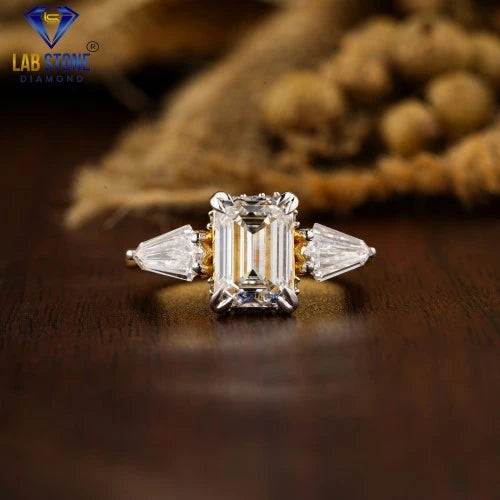 2.28+ Carat Emerald,Kite & Round Cut Diamond Ring, Engagement Ring, Wedding Ring, E Color, VVS2-VS2 Clarity