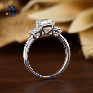 2.13+ Carat Emerald,Princess & Baguette Cut Diamond Ring, Engagement Ring, Wedding Ring, E Color, VVS2-VS2 Clarity