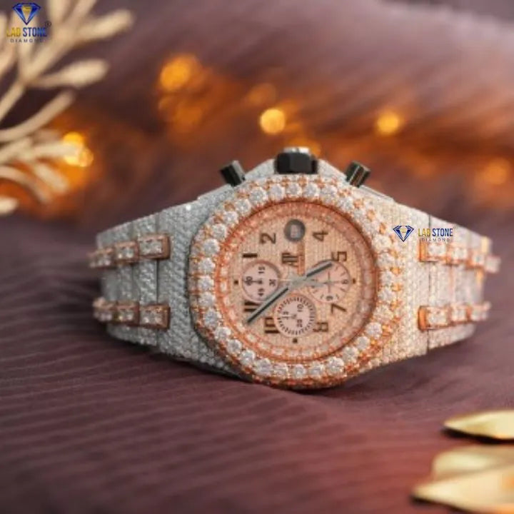 21.82 TDW Round Brilliant Cut | Diamond Watch | Moissanite Diamond | Luxury Watch
