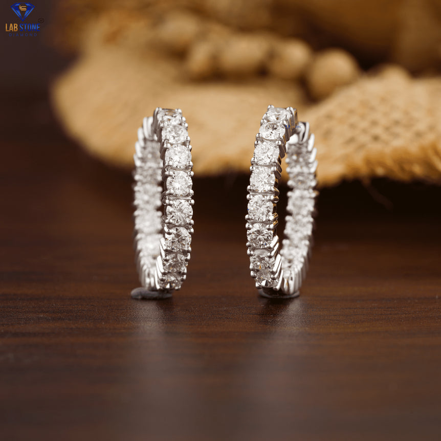 1.76+ Carat Round Brilliant Cut Diamond Earring, Engagement Earring, Wedding Earring, E Color, VVS2-VS2 Clarity