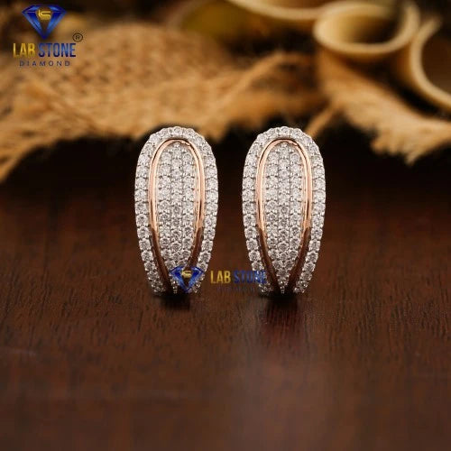 0.72 + Carat Round Cut Diamond White & Rose Gold Earring, Engagement Earring, Wedding Earring, E Color, VVS2-VS2 Clarity