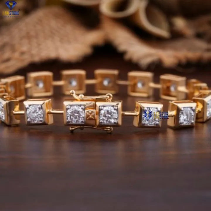 4.59 + Carat  Round Brilliant Cut Diamond Bracelet, Yellow Gold, Tennis Bracelet, Engagement Bracelet, Wedding Bracelet, E Color, VVS2-VS2 Clarity