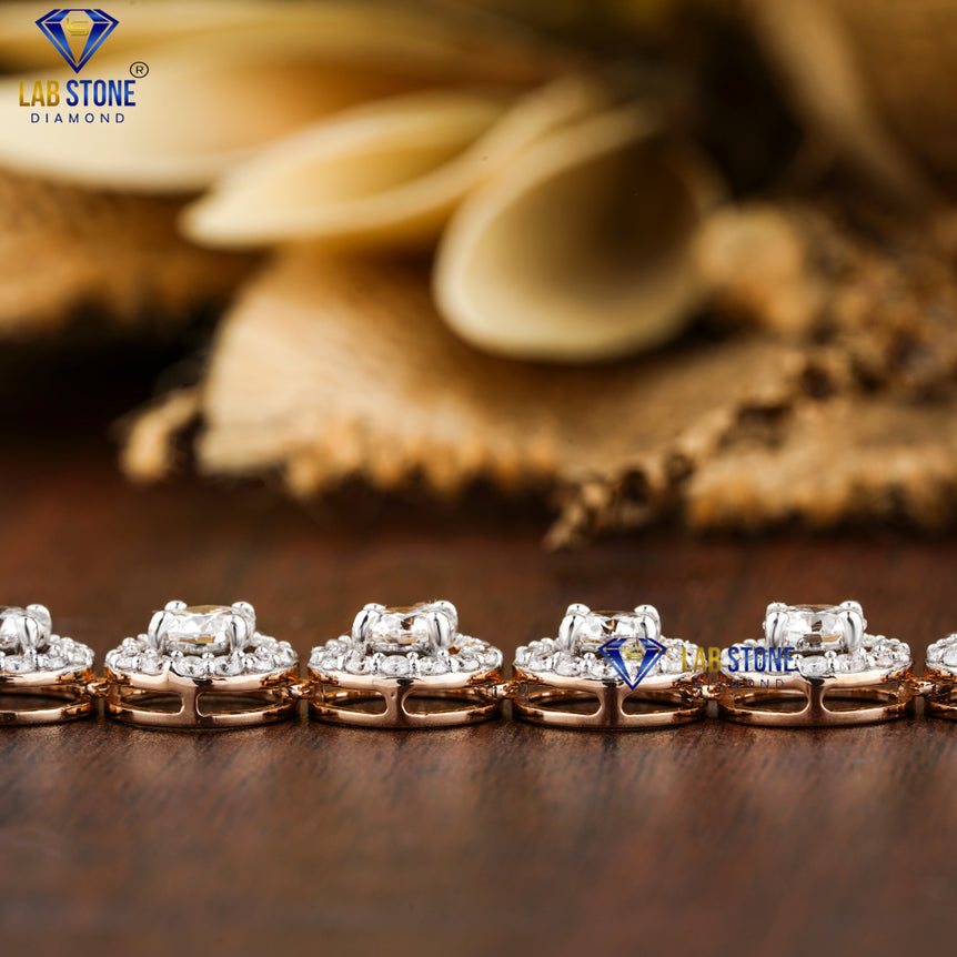 14.17 + Carat Round Cut Diamond Necklace, Rose Gold, Diamond Necklace, Labgrown Diamond , Engagement Necklace, Wedding Necklace , E Color, VVS2-VS2 Clarity
