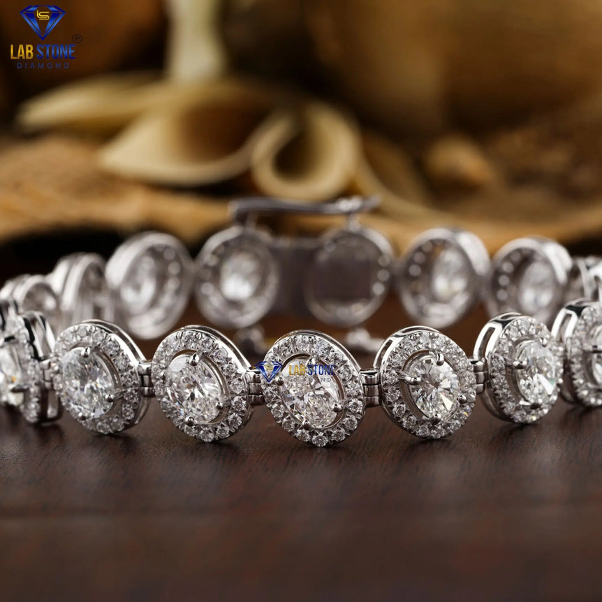 15.84 + Carat Oval & Round Brilliant Cut Diamond, Diamond Bracelet, White Gold , Engagement Bracelet, Wedding Bracelet, E Color, VVS2-VS2 Clarity