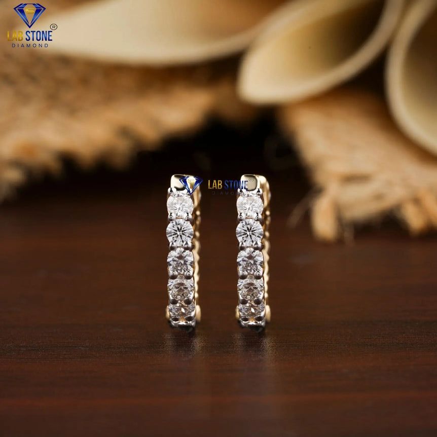 1.43 +Carat Round Brilliant Cut Diamond Earring, Yellow Gold , Labgrown Diamond , Engagement Earring, Wedding Earring, E Color, VVS2-VS2 Clarity
