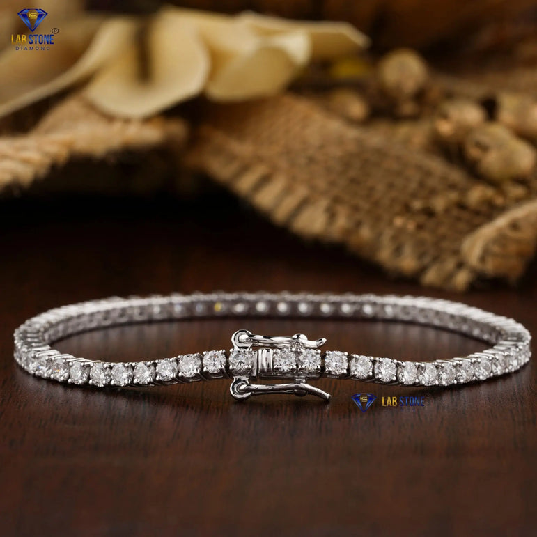 2.62 + Carat Round Cut Diamond, Tennis Bracelet, White Gold, Engagement Bracelet, Wedding Bracelet, E Color, VVS2-VS2 Clarity