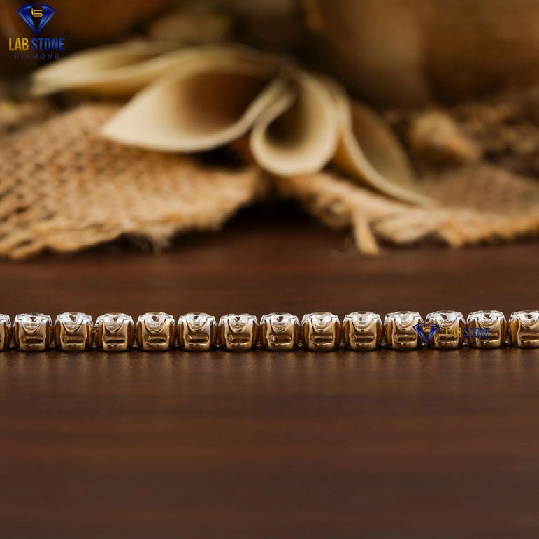 5.39 + Carat Round Cut Diamond, Tennis Bracelet, Yellow Gold, Engagement Bracelet, Wedding Bracelet, E Color, VVS2-VS2 Clarity