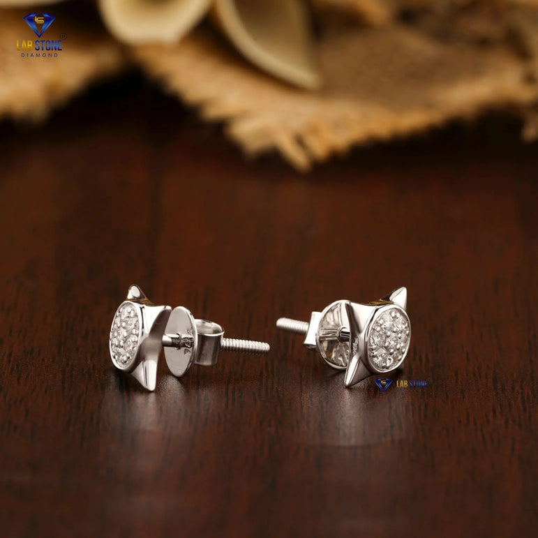 0.196 +Carat Round Cut Diamond Earring, White Gold, Engagement Earring, Wedding Earring, E Color, VVS2-VS2 Clarity