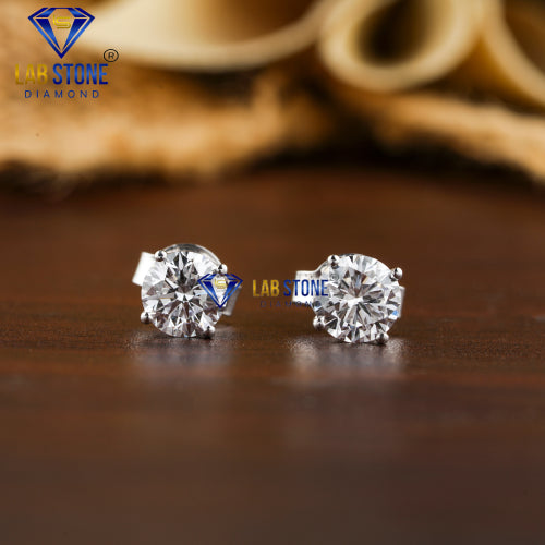 1.68+ Carat Round Cut Diamond Earring, Engagement Earring, Wedding Earring, E Color, VVS2-VS2 Clarity