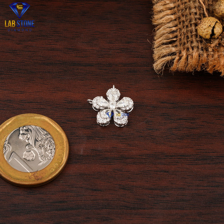 0.70 + Carat Pear & Round Cut Diamond Pendant With Chain , White Gold, Engagement Pendant, Wedding Pendant, E Color, VVS2-VS2 Clarity