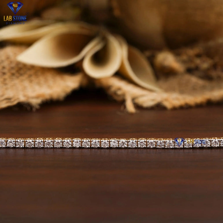 2.01 + Carat Round Brilliant Cut Diamond, Tennis Bracelet, Yellow Gold, Engagement Bracelet, Wedding Bracelet, E Color, VVS2-VS2 Clarity