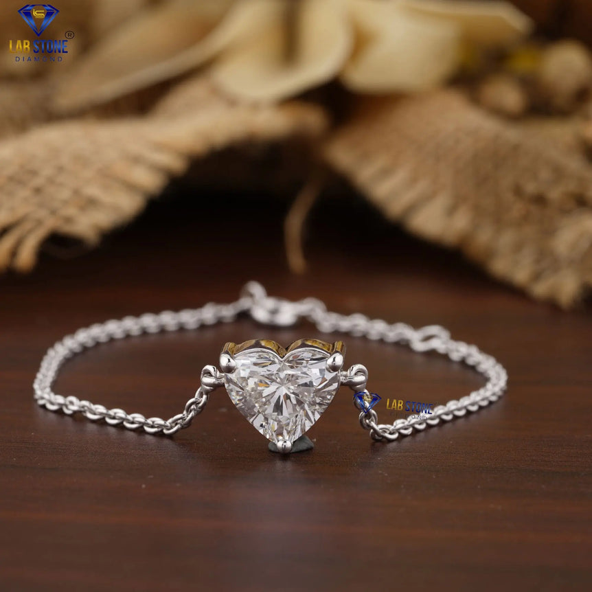 3.09 + Carat Heart Cut Diamond, Diamond Bracelet, White Gold, Engagement Bracelet, Wedding Bracelet, E Color, VVS2-VS2 Clarity