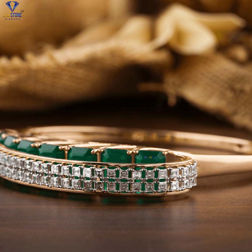 17.1+ Carat Carre & F.G.Emerald Gem Stone Diamond, Diamond Bracelet , Rose  Gold ,  Engagement Bracelet, Wedding Bracelet, E Color, VVS2-VS2 Clarity
